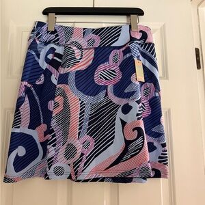 Title Nine Blue and Pink Patterned Mini Skirt